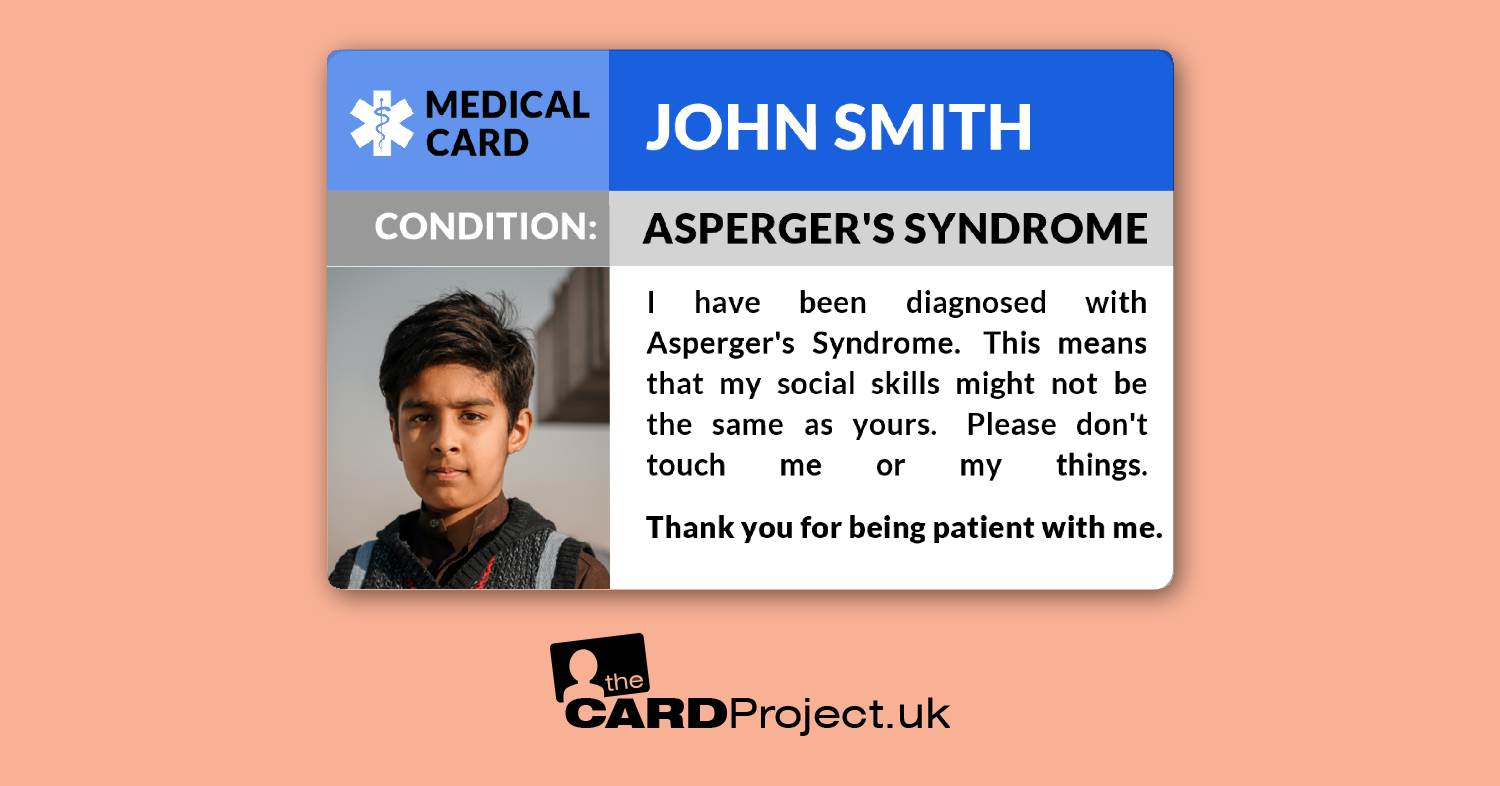Asperger's Syndrome Medical Photo ID Card  (FRONT)